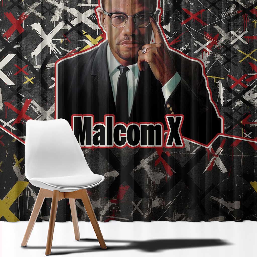 Malcolm X Window Curtain Street Art Style Portrait Quote The Future Belongs to Those Who Prepare Civil Rights Tribute - Wonder Print Shop