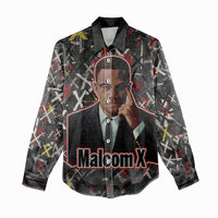 Malcolm X Women Casual Shirt Street Art Style Portrait Quote The Future Belongs to Those Who Prepare Civil Rights Tribute - Wonder Print Shop