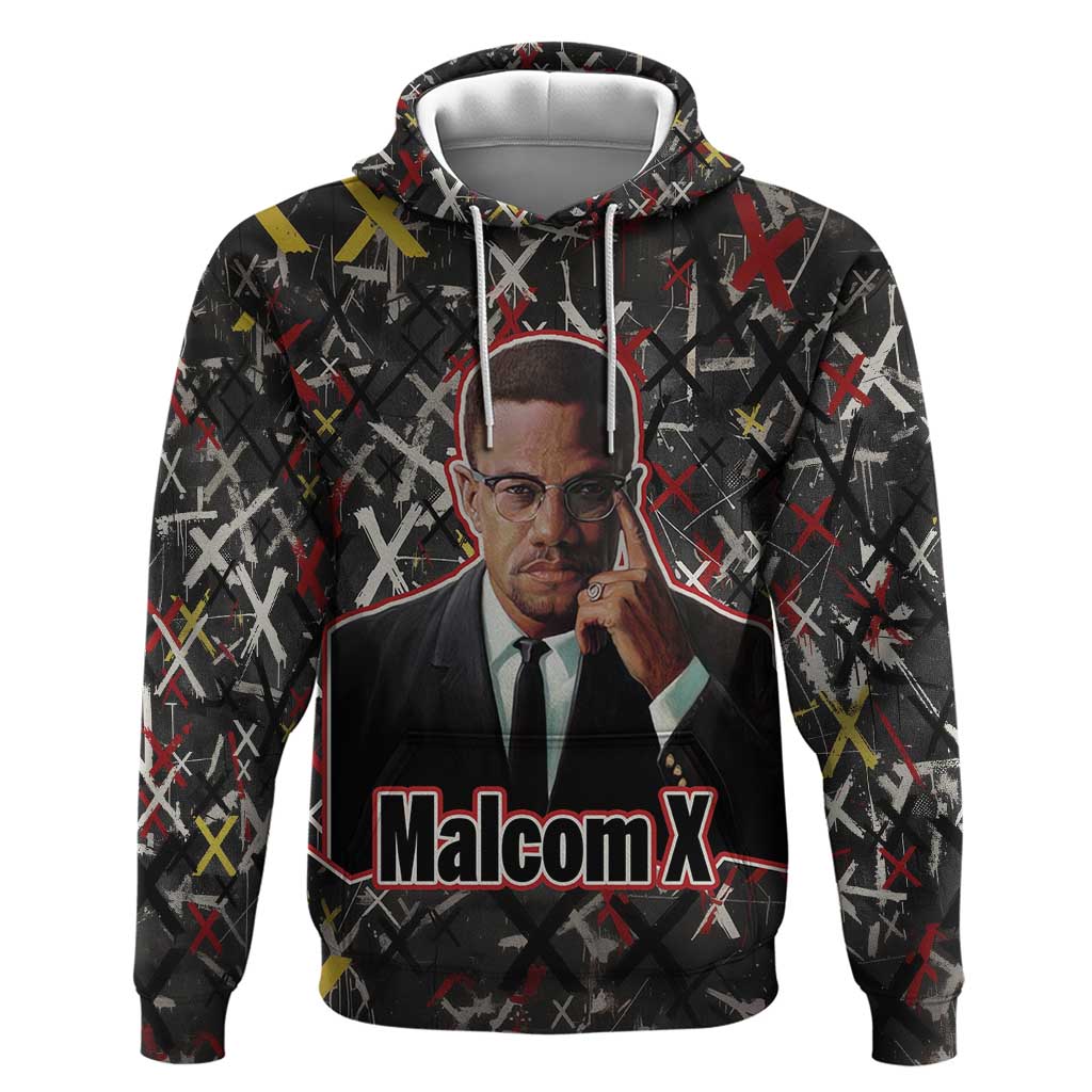 Malcolm X Zip Hoodie Street Art Style Portrait Quote The Future Belongs to Those Who Prepare Civil Rights Tribute - Wonder Print Shop