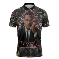 Malcolm X Zipper Polo Shirt Street Art Style Portrait Quote The Future Belongs to Those Who Prepare Civil Rights Tribute - Wonder Print Shop