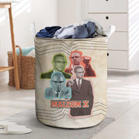 Malcolm X Laundry Basket Pop Art Portrait Collage Civil Rights Activist Retro Style Design - Wonder Print Shop