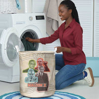 Malcolm X Laundry Basket Pop Art Portrait Collage Civil Rights Activist Retro Style Design - Wonder Print Shop