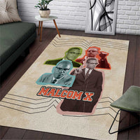 Malcolm X Area Rug Pop Art Portrait Collage Civil Rights Activist Retro Style Design - Wonder Print Shop