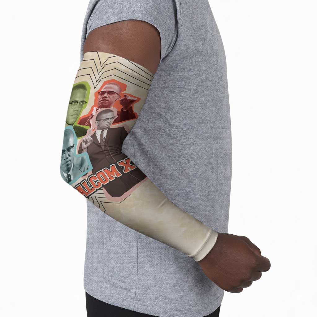 Malcolm X Arm Sleeves Pop Art Portrait Collage Civil Rights Activist Retro Style Design - Wonder Print Shop
