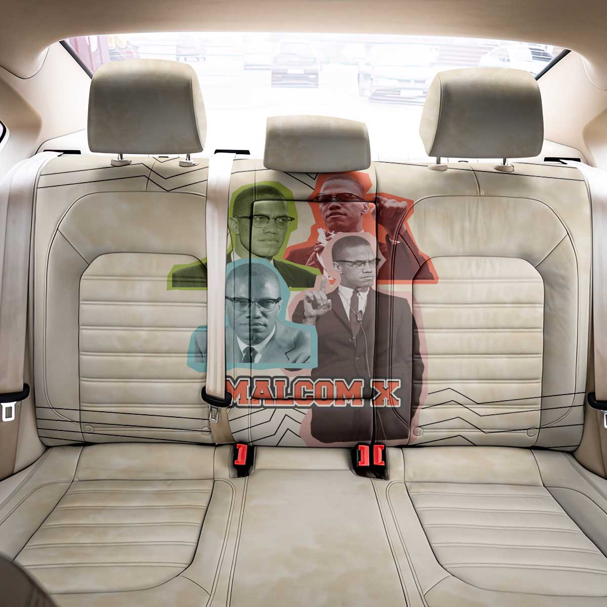 Malcolm X Back Car Seat Cover Pop Art Portrait Collage Civil Rights Activist Retro Style Design - Wonder Print Shop