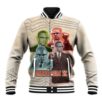 Malcolm X Baseball Jacket Pop Art Portrait Collage Civil Rights Activist Retro Style Design - Wonder Print Shop