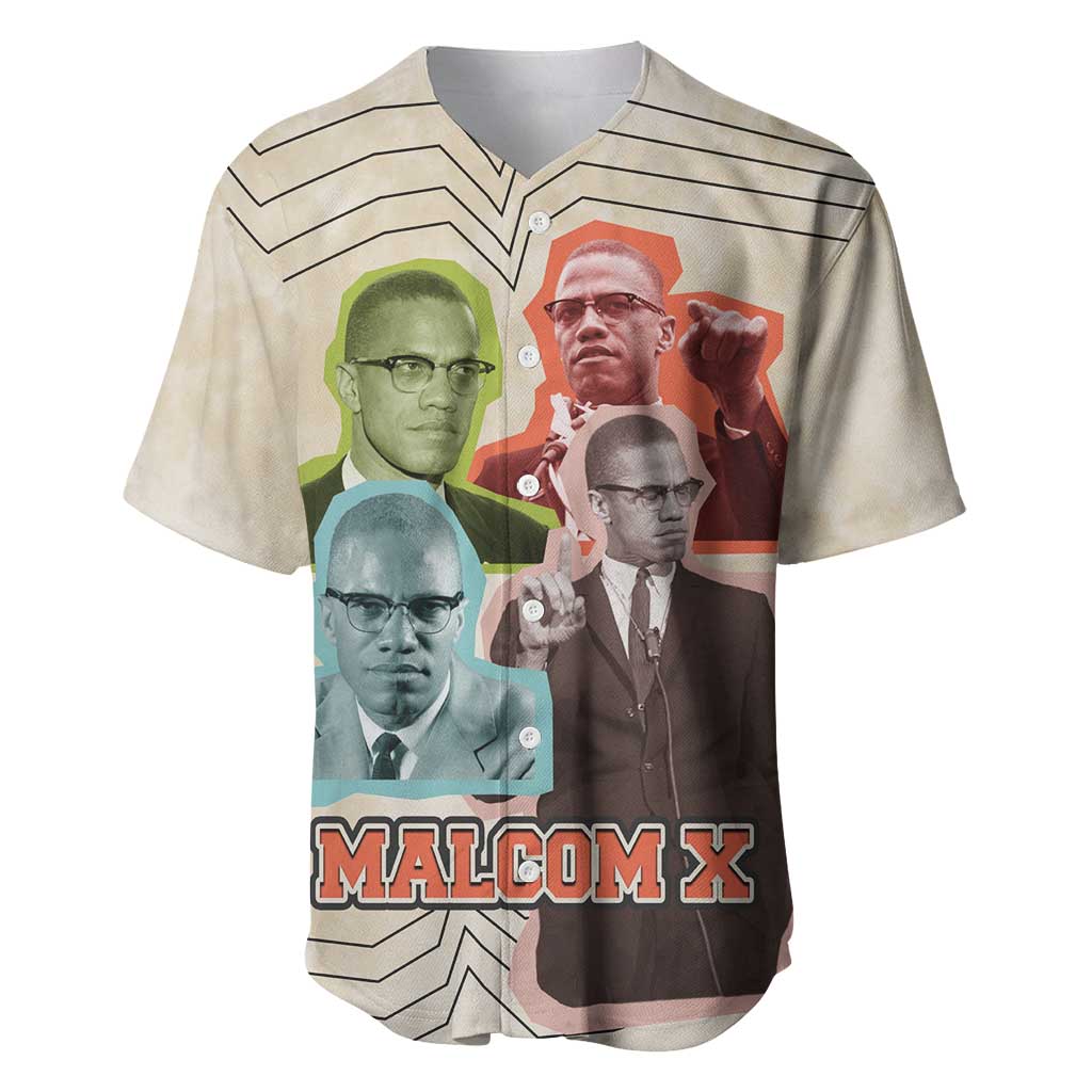 Malcolm X Baseball Jersey Pop Art Portrait Collage Civil Rights Activist Retro Style Design TS04