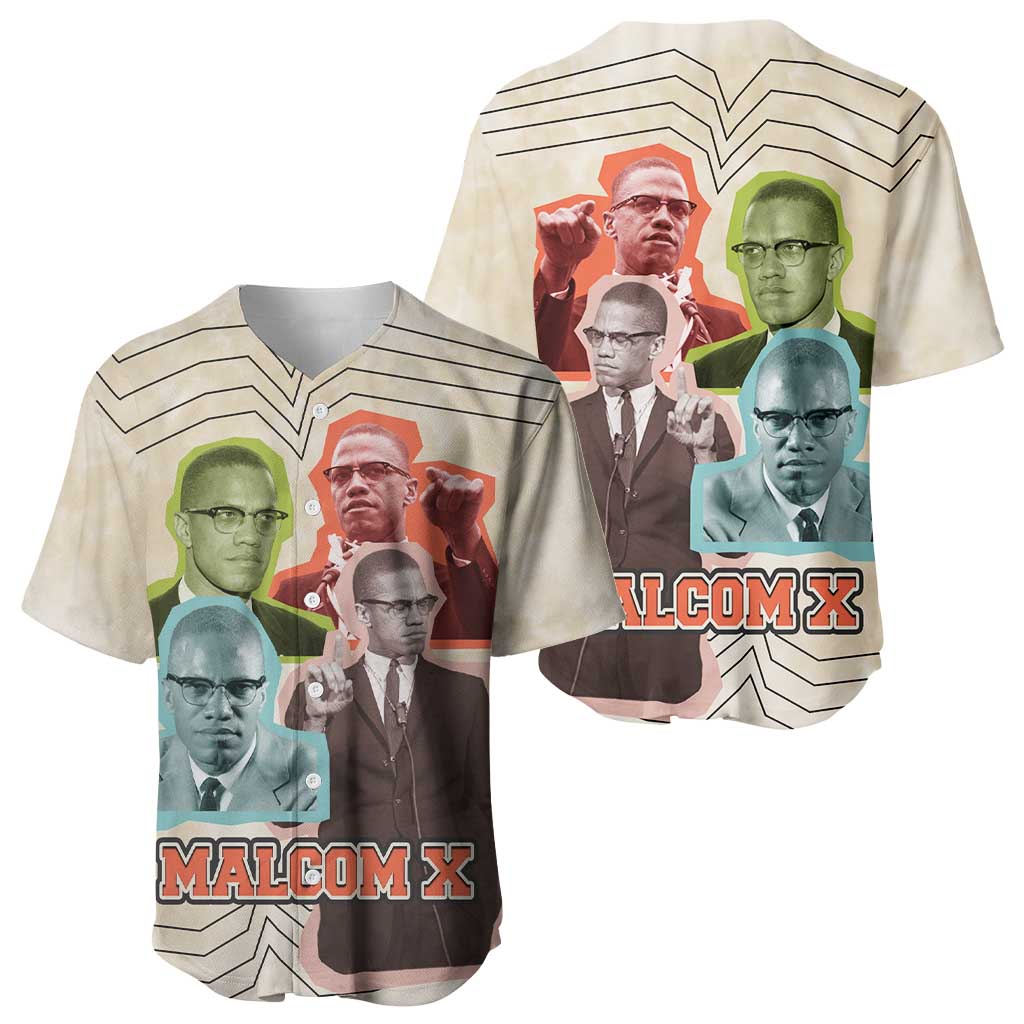 Malcolm X Baseball Jersey Pop Art Portrait Collage Civil Rights Activist Retro Style Design TS04