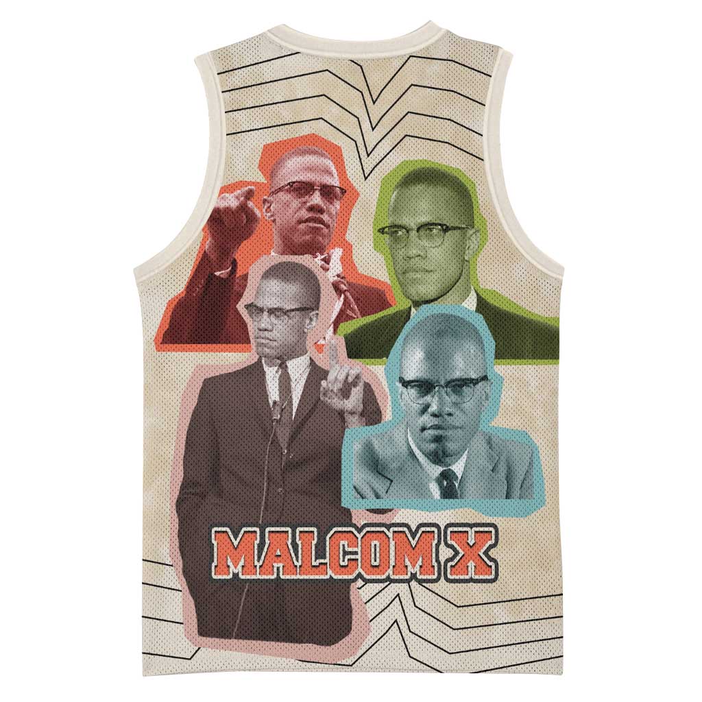 Malcolm X Basketball Jersey Pop Art Portrait Collage Civil Rights Activist Retro Style Design - Wonder Print Shop