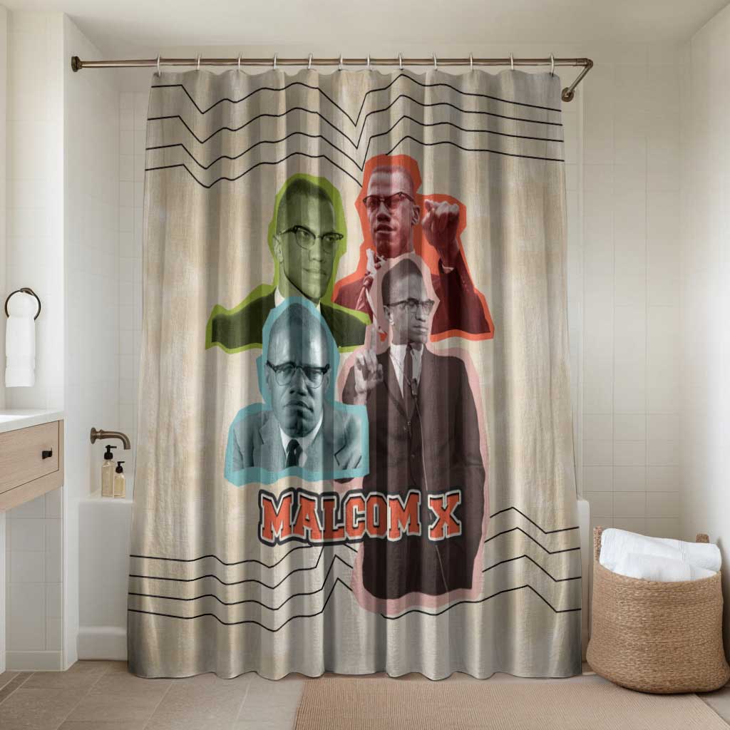 Malcolm X Bathroom Set Pop Art Portrait Collage Civil Rights Activist Retro Style Design - Wonder Print Shop