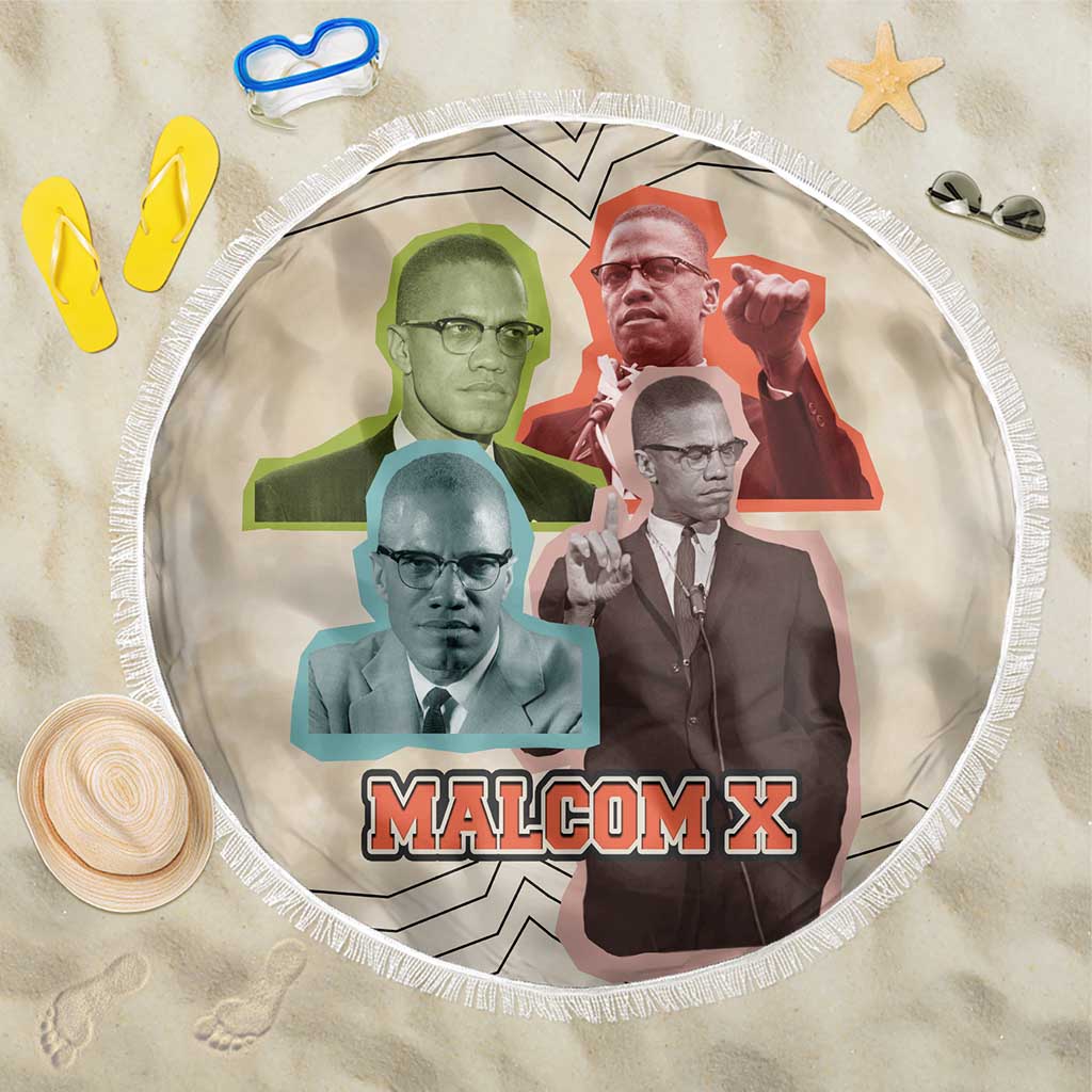 Malcolm X Beach Blanket Pop Art Portrait Collage Civil Rights Activist Retro Style Design - Wonder Print Shop