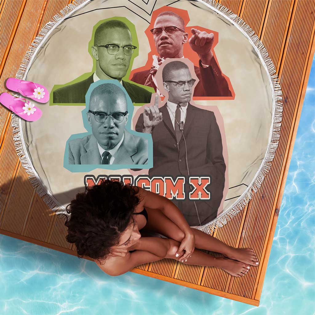 Malcolm X Beach Blanket Pop Art Portrait Collage Civil Rights Activist Retro Style Design - Wonder Print Shop