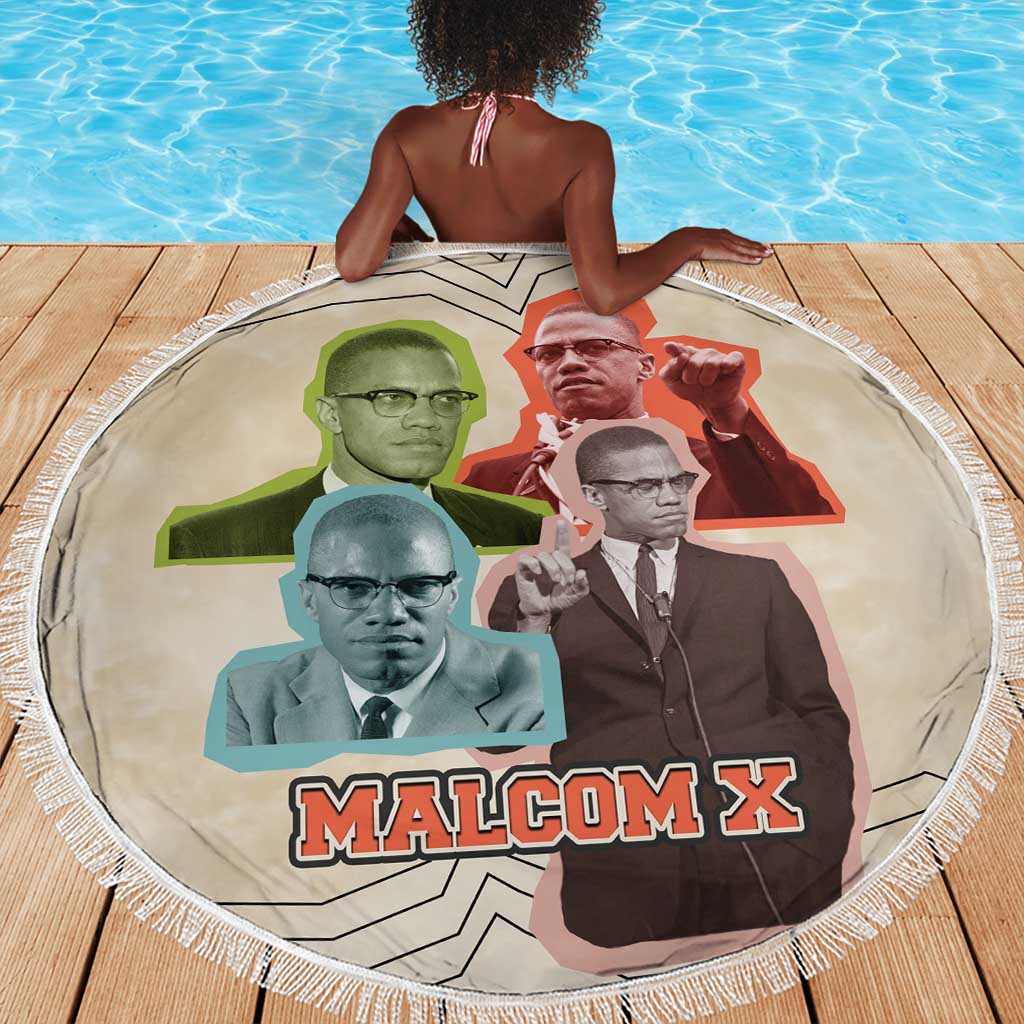 Malcolm X Beach Blanket Pop Art Portrait Collage Civil Rights Activist Retro Style Design - Wonder Print Shop