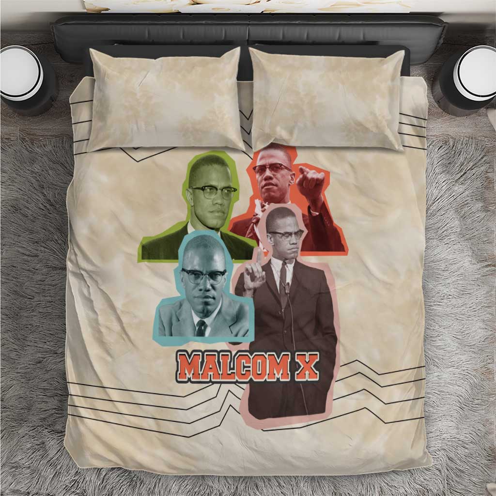 Malcolm X Bedding Set Pop Art Portrait Collage Civil Rights Activist Retro Style Design - Wonder Print Shop