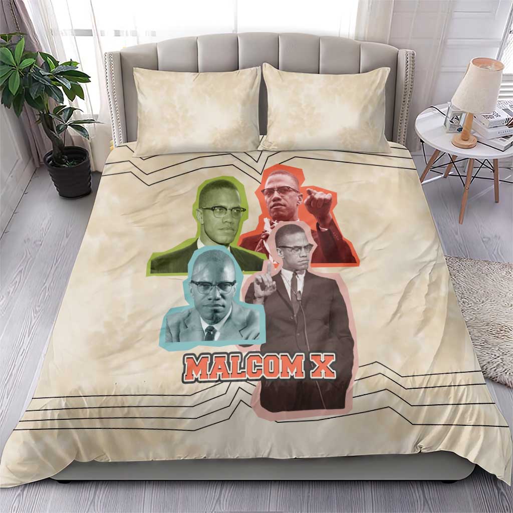 Malcolm X Bedding Set Pop Art Portrait Collage Civil Rights Activist Retro Style Design - Wonder Print Shop