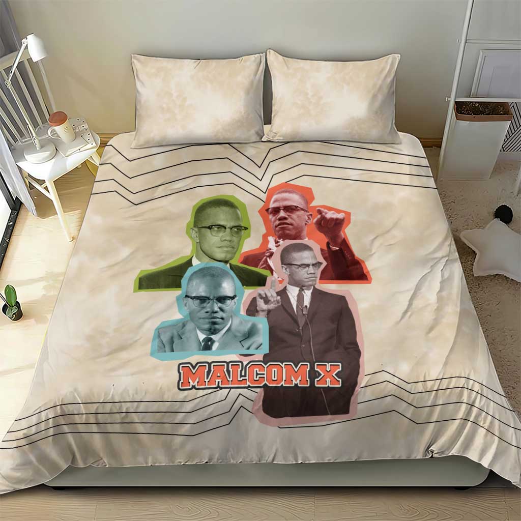 Malcolm X Bedding Set Pop Art Portrait Collage Civil Rights Activist Retro Style Design - Wonder Print Shop