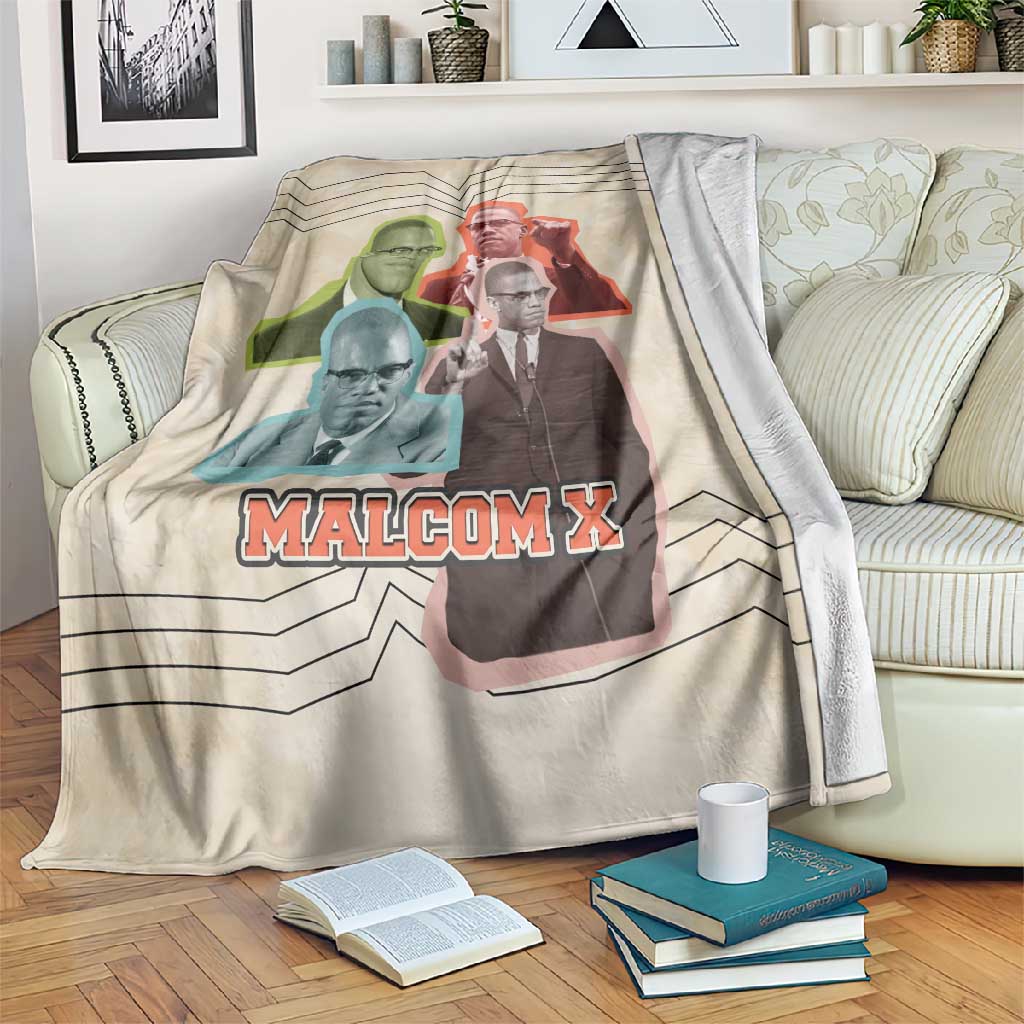 Malcolm X Blanket Pop Art Portrait Collage Civil Rights Activist Retro Style Design - Wonder Print Shop