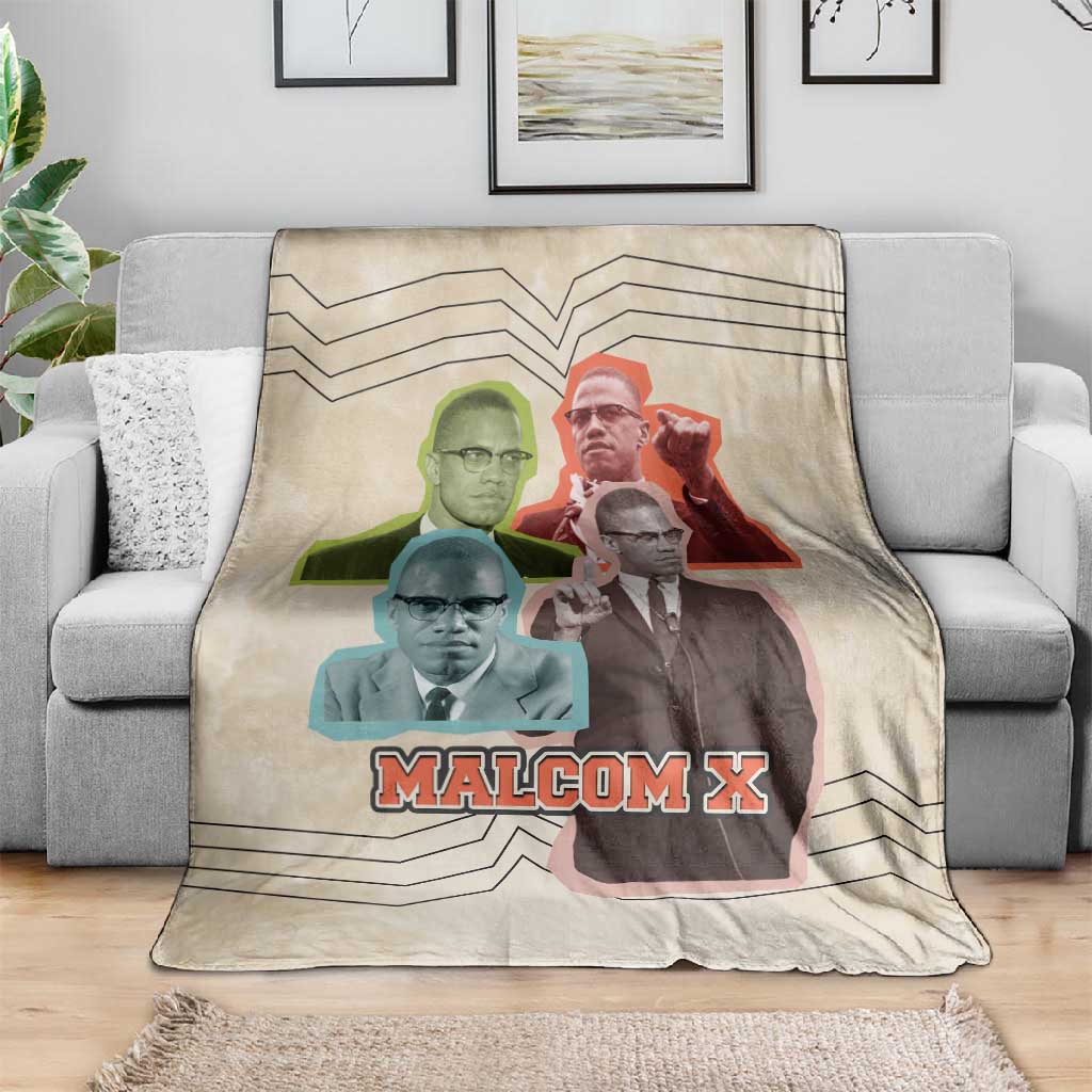 Malcolm X Blanket Pop Art Portrait Collage Civil Rights Activist Retro Style Design - Wonder Print Shop