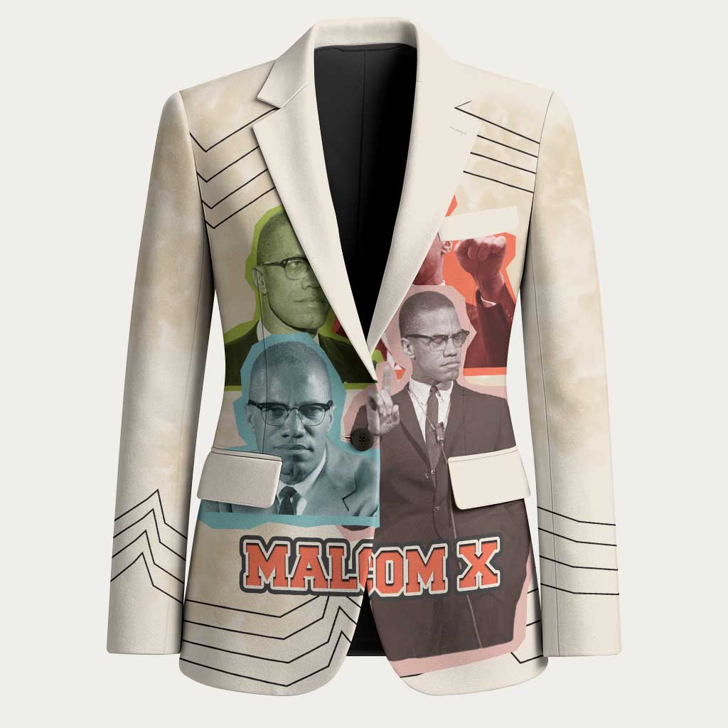 Malcolm X Blazer Pop Art Portrait Collage Civil Rights Activist Retro Style Design - Wonder Print Shop