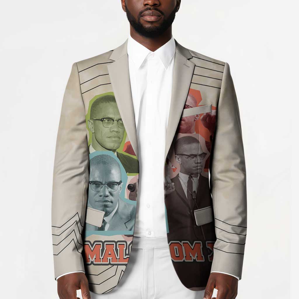 Malcolm X Blazer Pop Art Portrait Collage Civil Rights Activist Retro Style Design - Wonder Print Shop