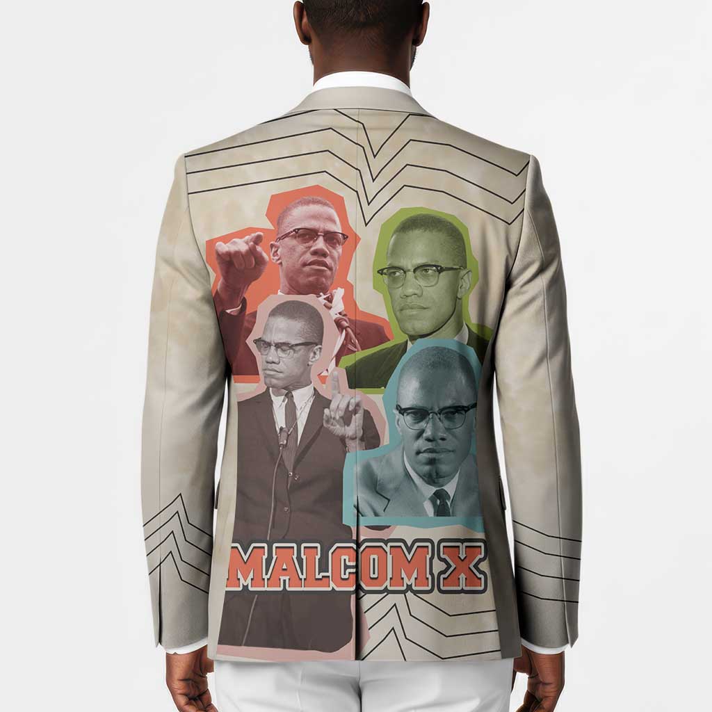Malcolm X Blazer Pop Art Portrait Collage Civil Rights Activist Retro Style Design - Wonder Print Shop