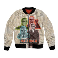 Malcolm X Bomber Jacket Pop Art Portrait Collage Civil Rights Activist Retro Style Design - Wonder Print Shop