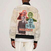 Malcolm X Bomber Jacket Pop Art Portrait Collage Civil Rights Activist Retro Style Design - Wonder Print Shop