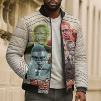 Malcolm X Bomber Puffer Jacket Pop Art Portrait Collage Civil Rights Activist Retro Style Design - Wonder Print Shop