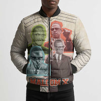 Malcolm X Bomber Puffer Jacket Pop Art Portrait Collage Civil Rights Activist Retro Style Design - Wonder Print Shop