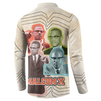 Malcolm X Button Sweatshirt Pop Art Portrait Collage Civil Rights Activist Retro Style Design