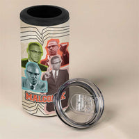 Malcolm X 4 in 1 Can Cooler Tumbler Pop Art Portrait Collage Civil Rights Activist Retro Style Design - Wonder Print Shop