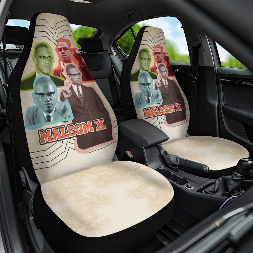 Malcolm X Car Seat Cover Pop Art Portrait Collage Civil Rights Activist Retro Style Design - Wonder Print Shop