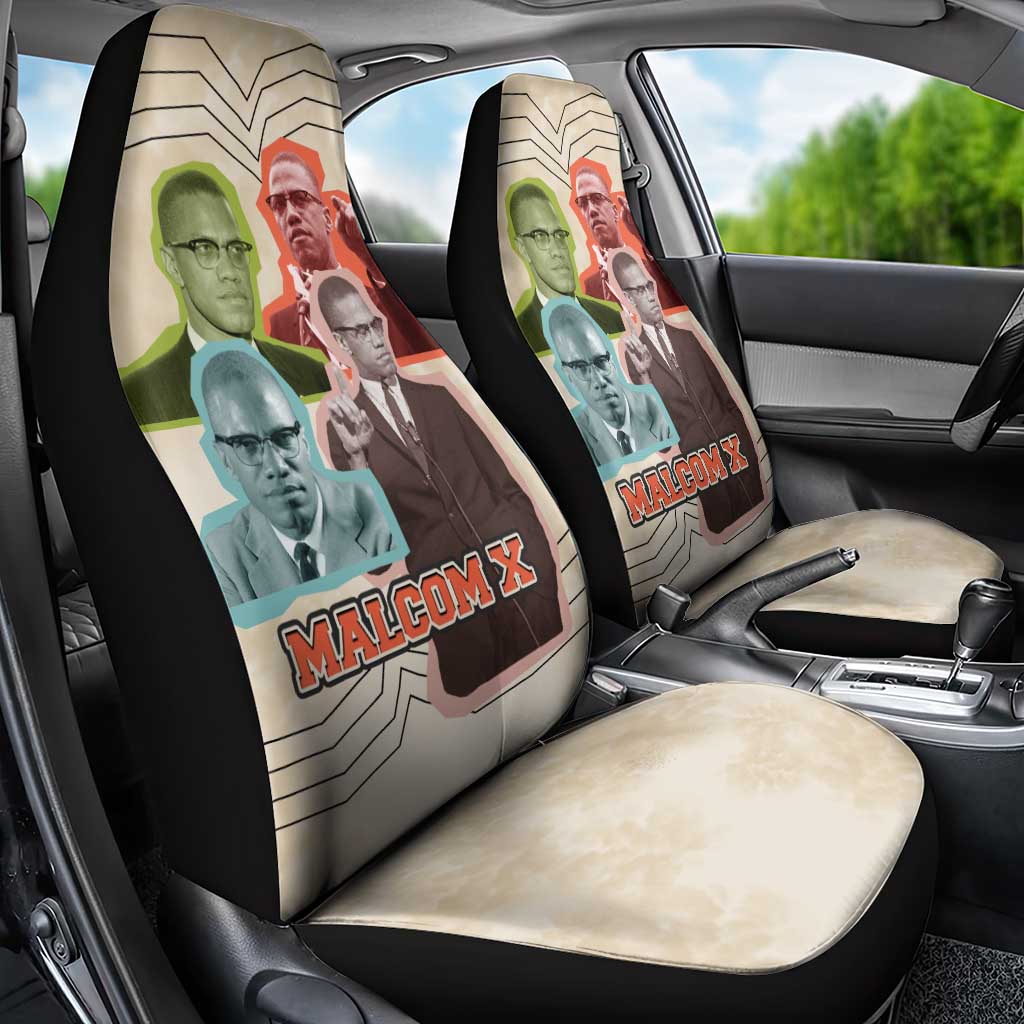 Malcolm X Car Seat Cover Pop Art Portrait Collage Civil Rights Activist Retro Style Design - Wonder Print Shop