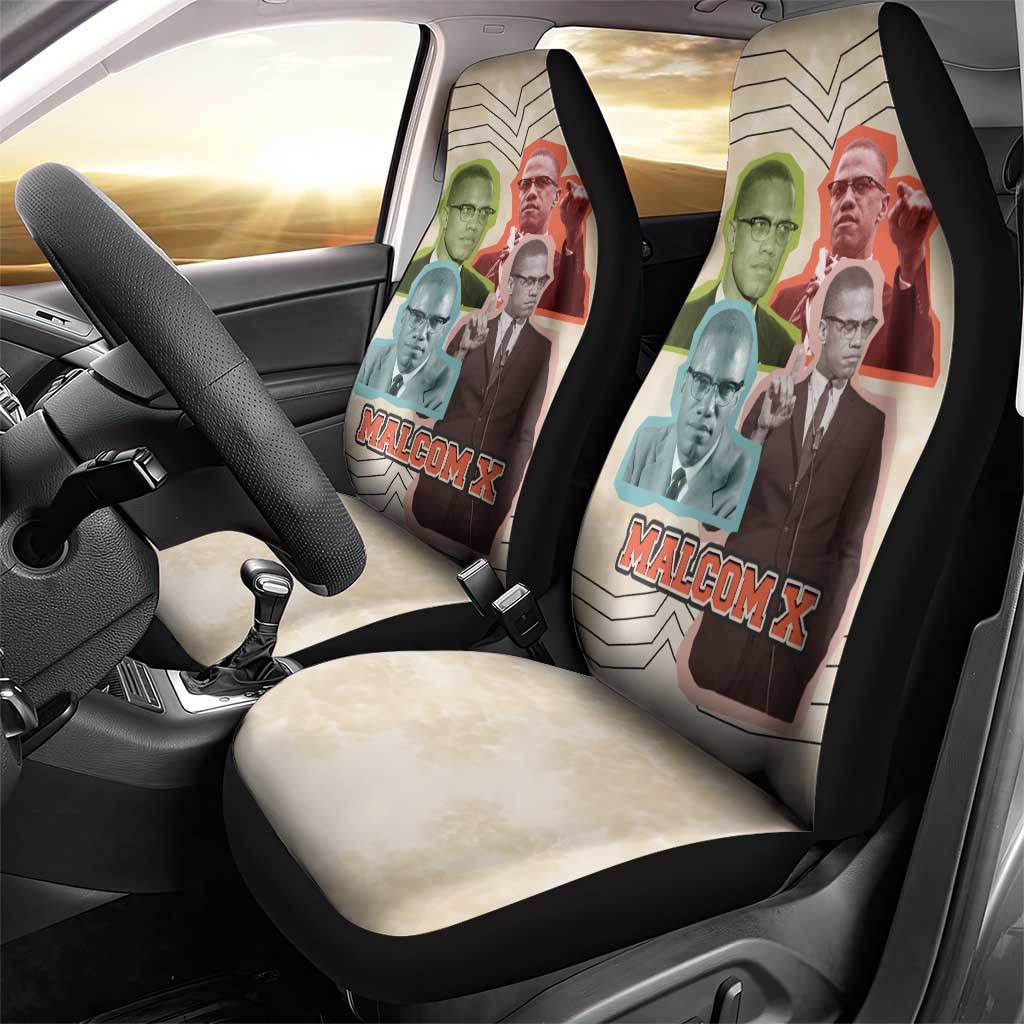 Malcolm X Car Seat Cover Pop Art Portrait Collage Civil Rights Activist Retro Style Design - Wonder Print Shop