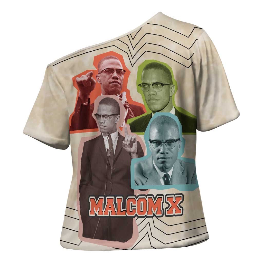 Malcolm X Cross Shoulder Shirt Pop Art Portrait Collage Civil Rights Activist Retro Style Design - Wonder Print Shop