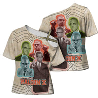 Malcolm X Cross Shoulder Shirt Pop Art Portrait Collage Civil Rights Activist Retro Style Design - Wonder Print Shop