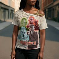 Malcolm X Cross Shoulder Shirt Pop Art Portrait Collage Civil Rights Activist Retro Style Design - Wonder Print Shop
