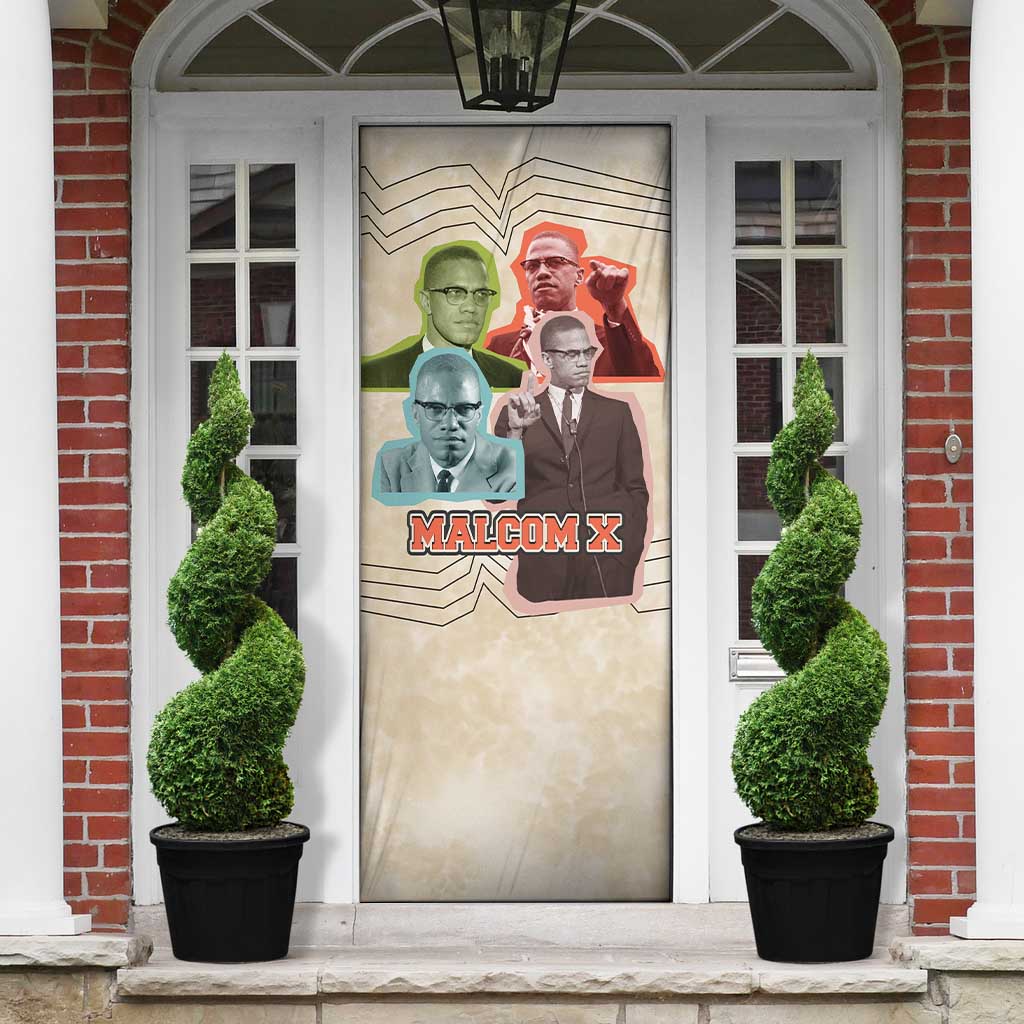 Malcolm X Door Cover Pop Art Portrait Collage Civil Rights Activist Retro Style Design - Wonder Print Shop