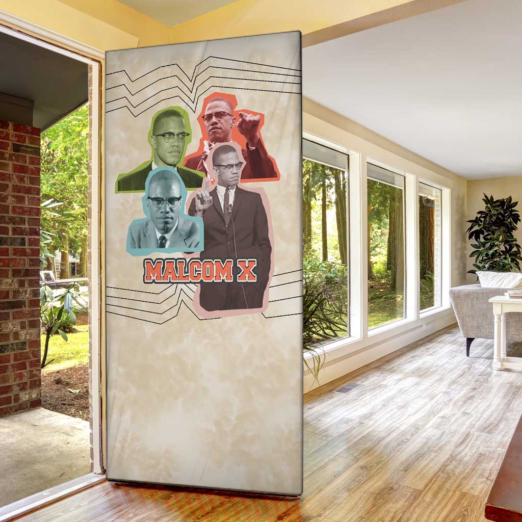 Malcolm X Door Cover Pop Art Portrait Collage Civil Rights Activist Retro Style Design - Wonder Print Shop