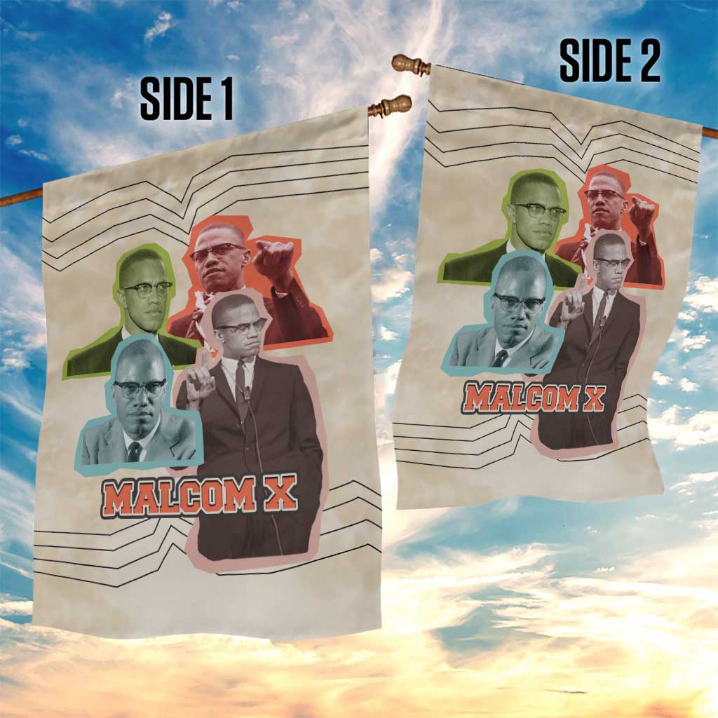 Malcolm X Garden Flag Pop Art Portrait Collage Civil Rights Activist Retro Style Design - Wonder Print Shop