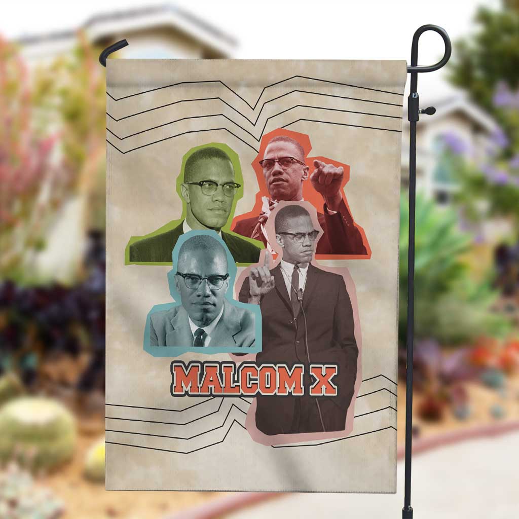 Malcolm X Garden Flag Pop Art Portrait Collage Civil Rights Activist Retro Style Design - Wonder Print Shop