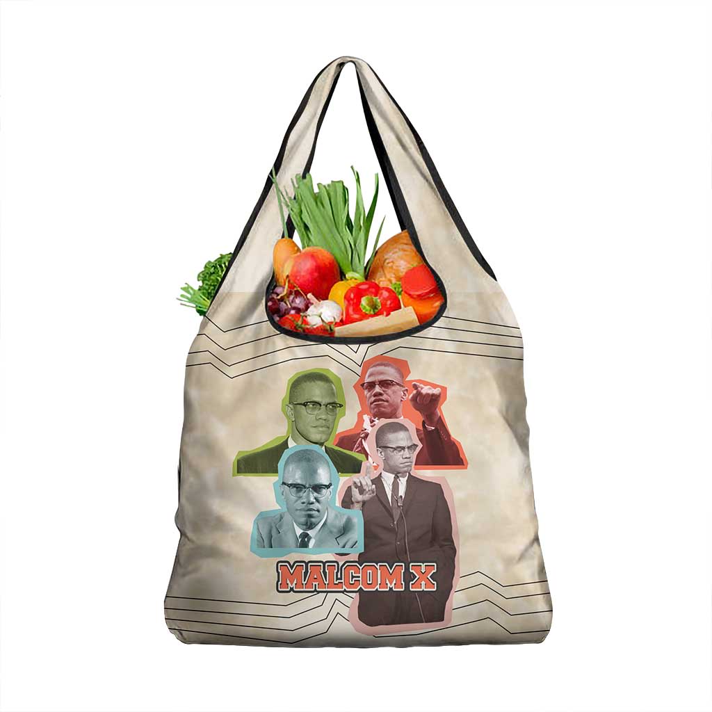 Malcolm X Grocery Bag Pop Art Portrait Collage Civil Rights Activist Retro Style Design - Wonder Print Shop