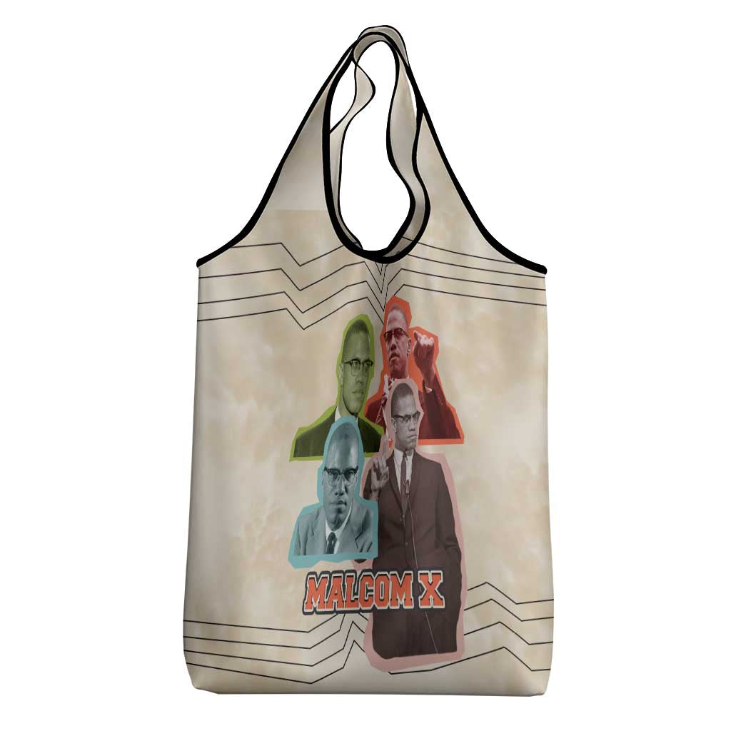 Malcolm X Grocery Bag Pop Art Portrait Collage Civil Rights Activist Retro Style Design - Wonder Print Shop