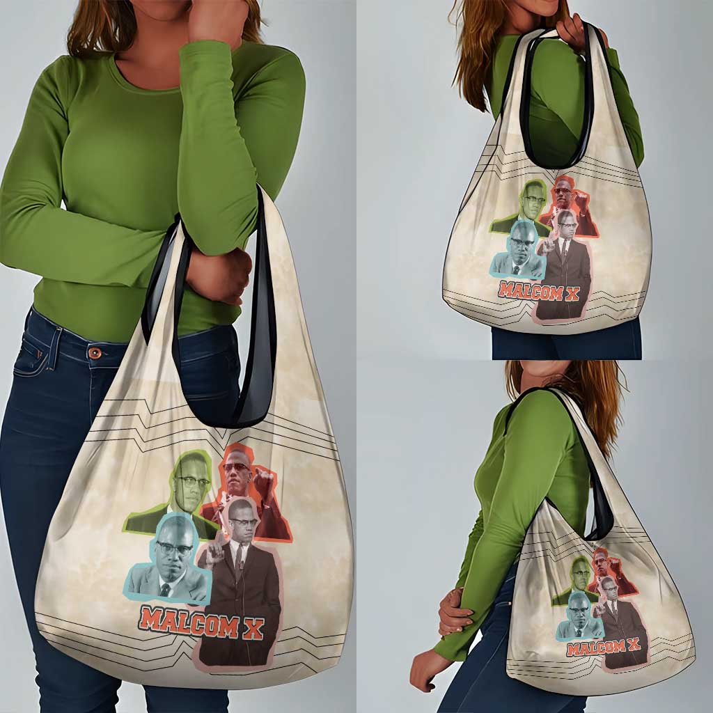 Malcolm X Grocery Bag Pop Art Portrait Collage Civil Rights Activist Retro Style Design - Wonder Print Shop