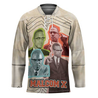 Malcolm X Hockey Jersey Pop Art Portrait Collage Civil Rights Activist Retro Style Design - Wonder Print Shop