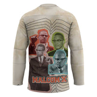 Malcolm X Hockey Jersey Pop Art Portrait Collage Civil Rights Activist Retro Style Design - Wonder Print Shop