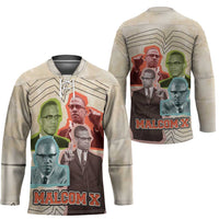 Malcolm X Hockey Jersey Pop Art Portrait Collage Civil Rights Activist Retro Style Design - Wonder Print Shop