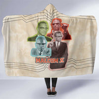 Malcolm X Hooded Blanket Pop Art Portrait Collage Civil Rights Activist Retro Style Design - Wonder Print Shop