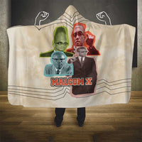 Malcolm X Hooded Blanket Pop Art Portrait Collage Civil Rights Activist Retro Style Design - Wonder Print Shop