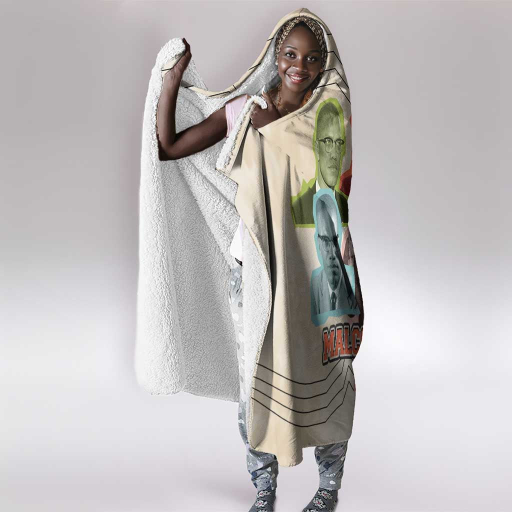 Malcolm X Hooded Blanket Pop Art Portrait Collage Civil Rights Activist Retro Style Design - Wonder Print Shop